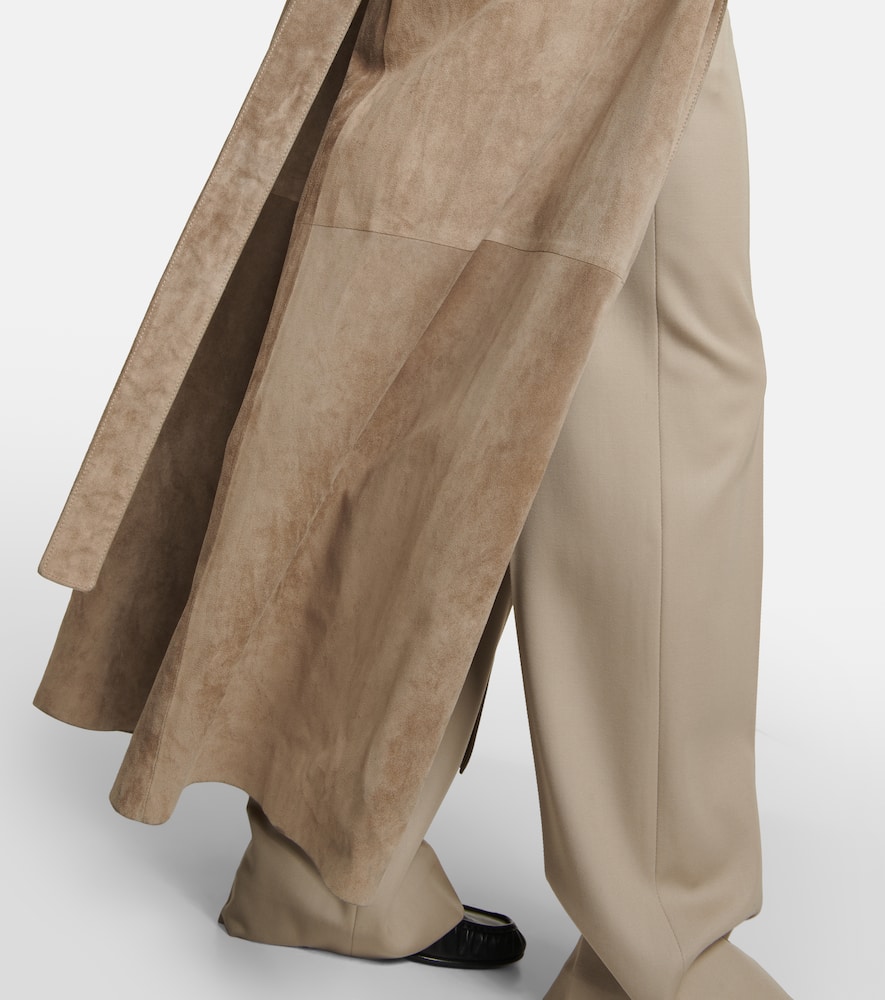 The Row Poseidone Sueded-leather Coat In Beige