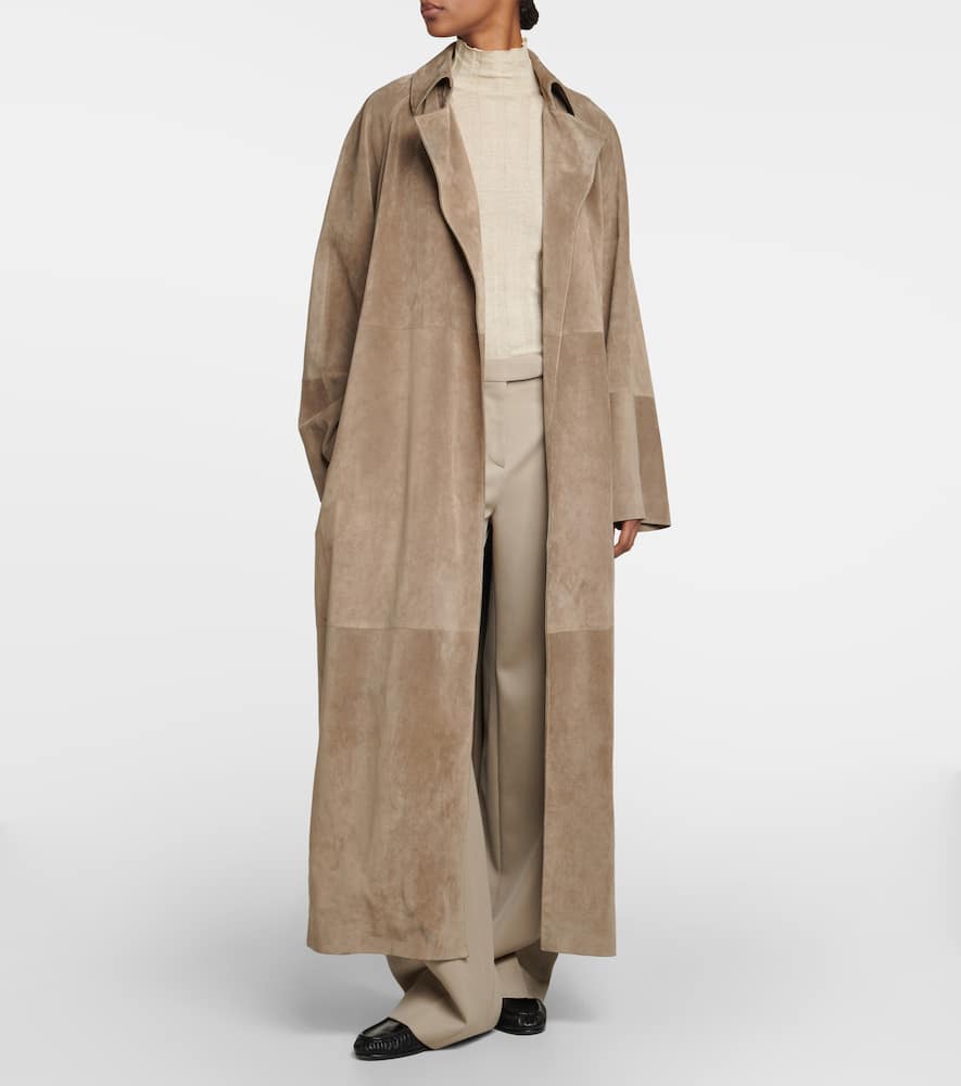 The Row Poseidone Sueded-leather Coat In Beige