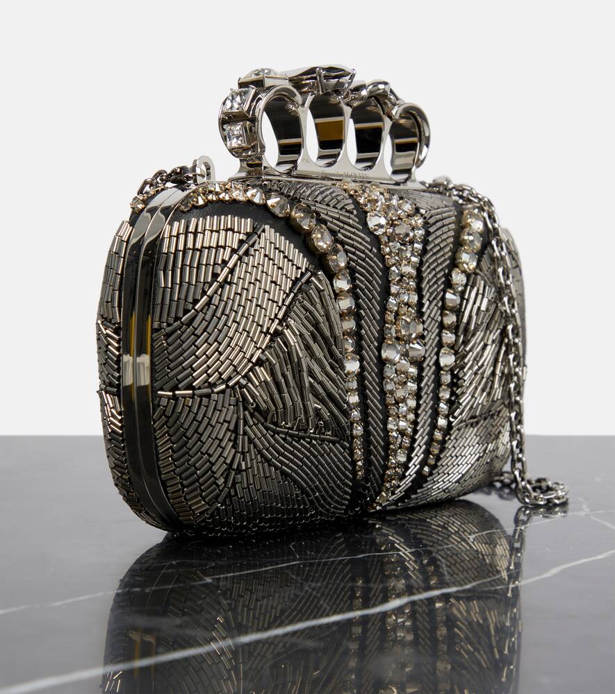 Alexander McQueen Knuckle embellished leather clutch Smart Closet