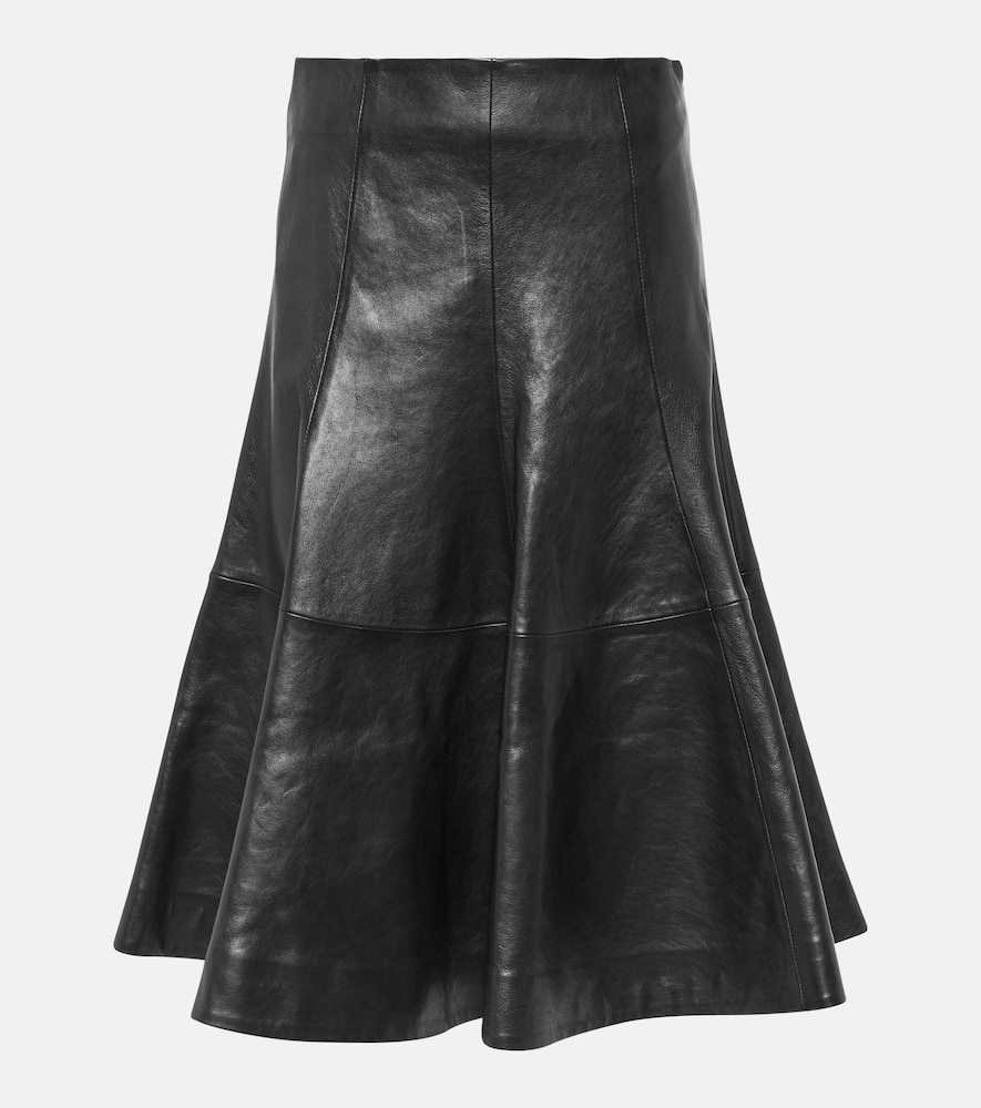 Khaite The Lennox leather midi skirt