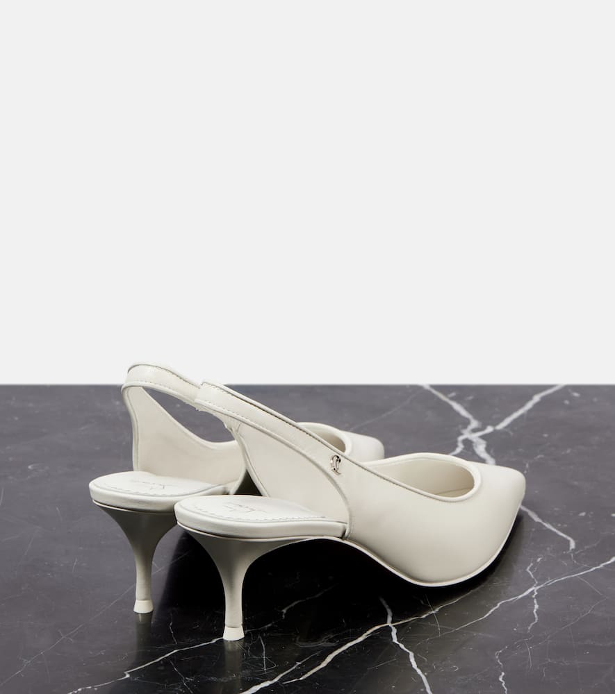 Christian Louboutin Sporty Kate 55 White Leather Slingbacks In Bianco