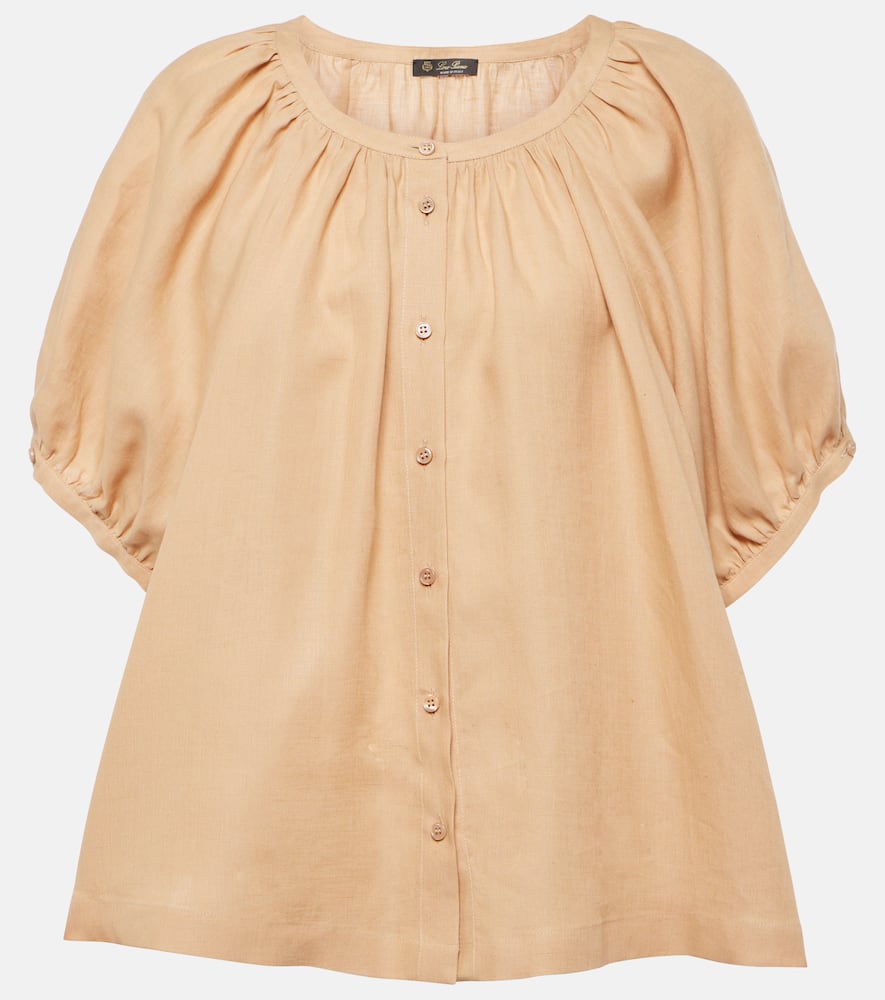 Shop Loro Piana Linen Blouse In Beige