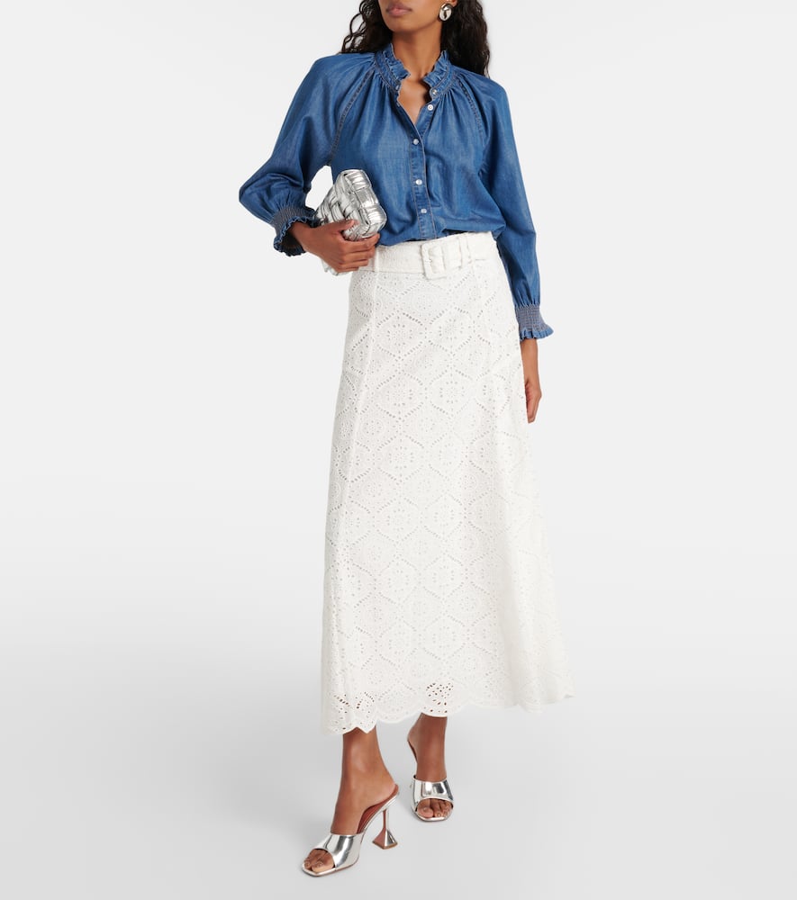 Shop Veronica Beard Vintry Broderie Anglaise Maxi Skirt In White