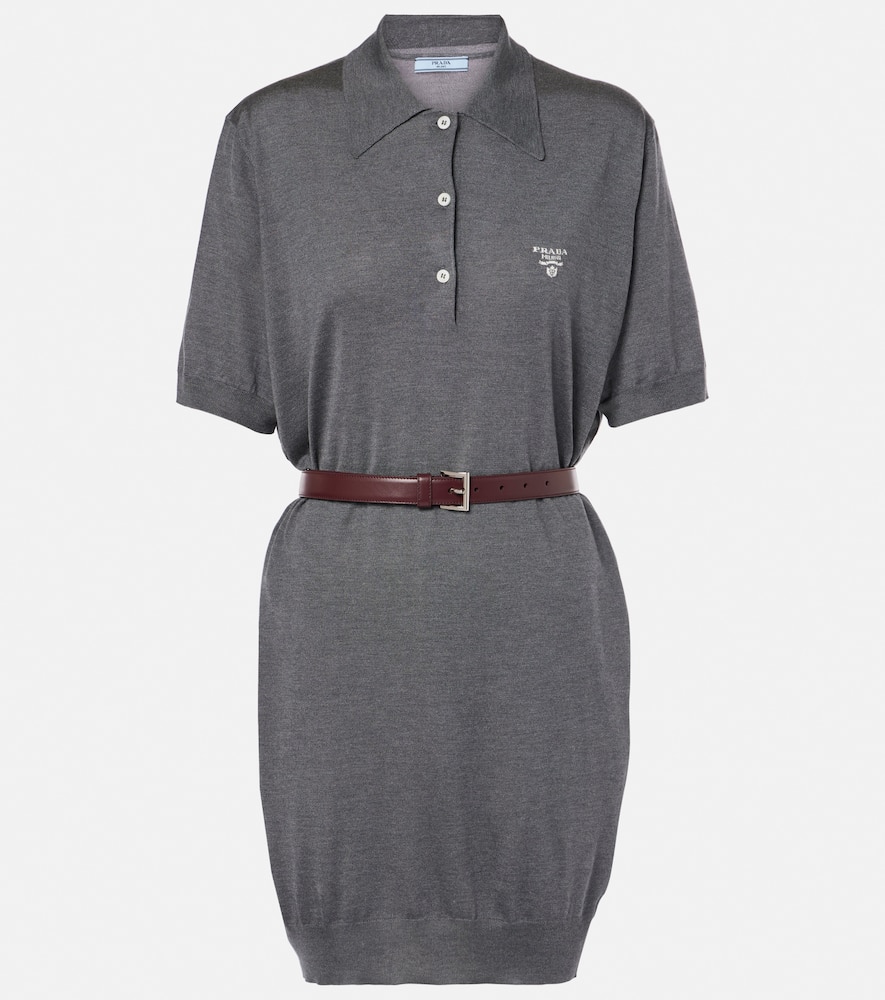 Belted silk polo dress