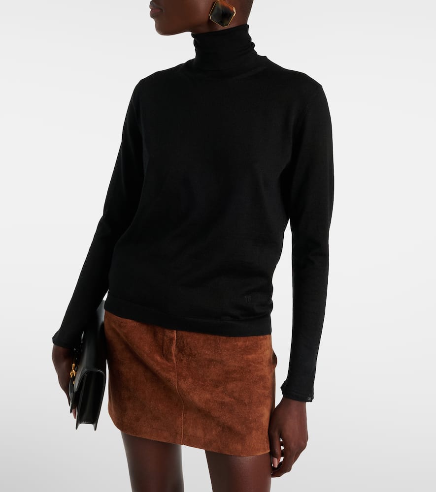 Tom Ford Cashmere And Silk Turtleneck Top In Black