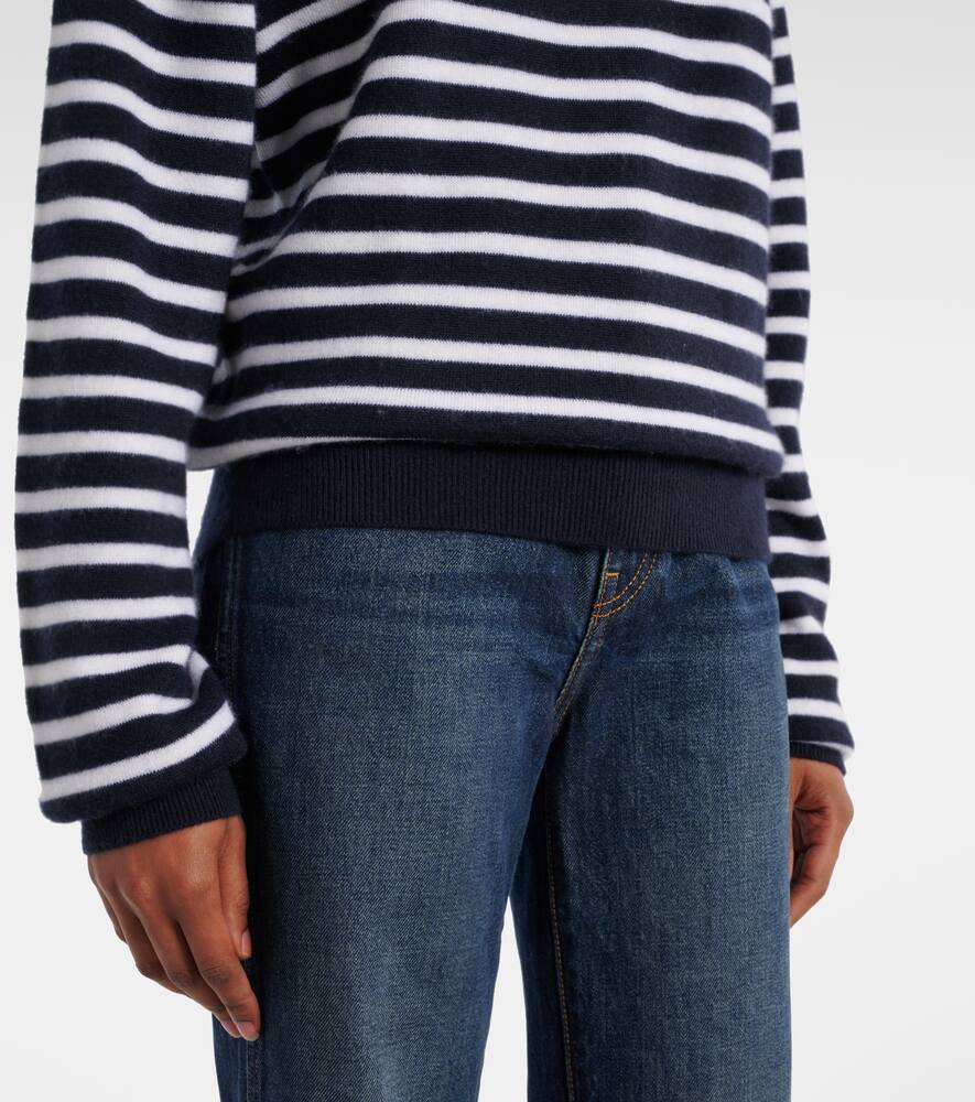 Shop Khaite Viola Striped Cashmere-blend Sweater In Blue