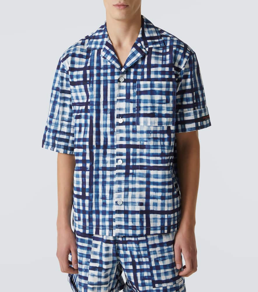 Bottega Veneta Printed Check Bowling Shirt In White