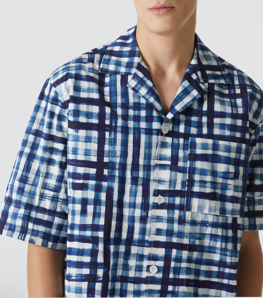 Bottega Veneta Printed Check Bowling Shirt In White