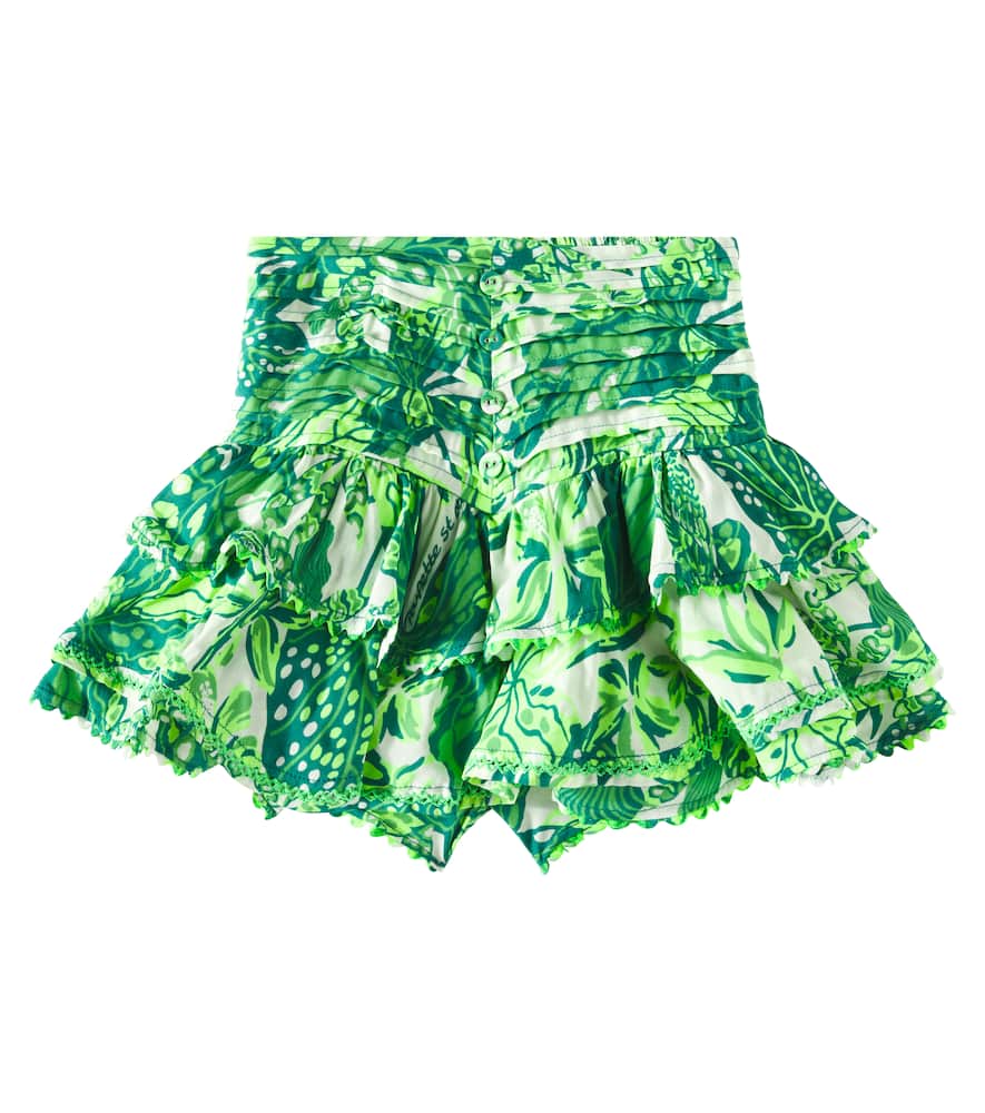 Poupette St Barth Alizee Ruffled Floral Skirt In Green