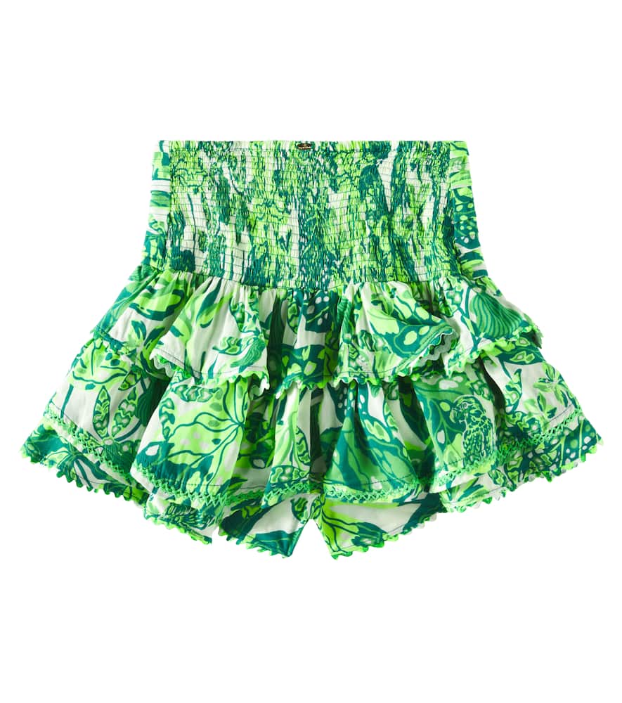 Poupette St Barth Alizee Ruffled Floral Skirt In Green