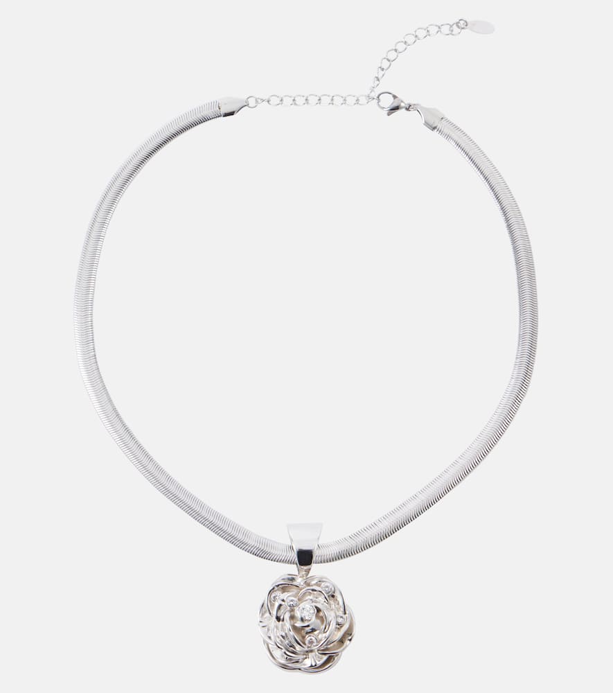 Floral crystal-embellished pendant necklace