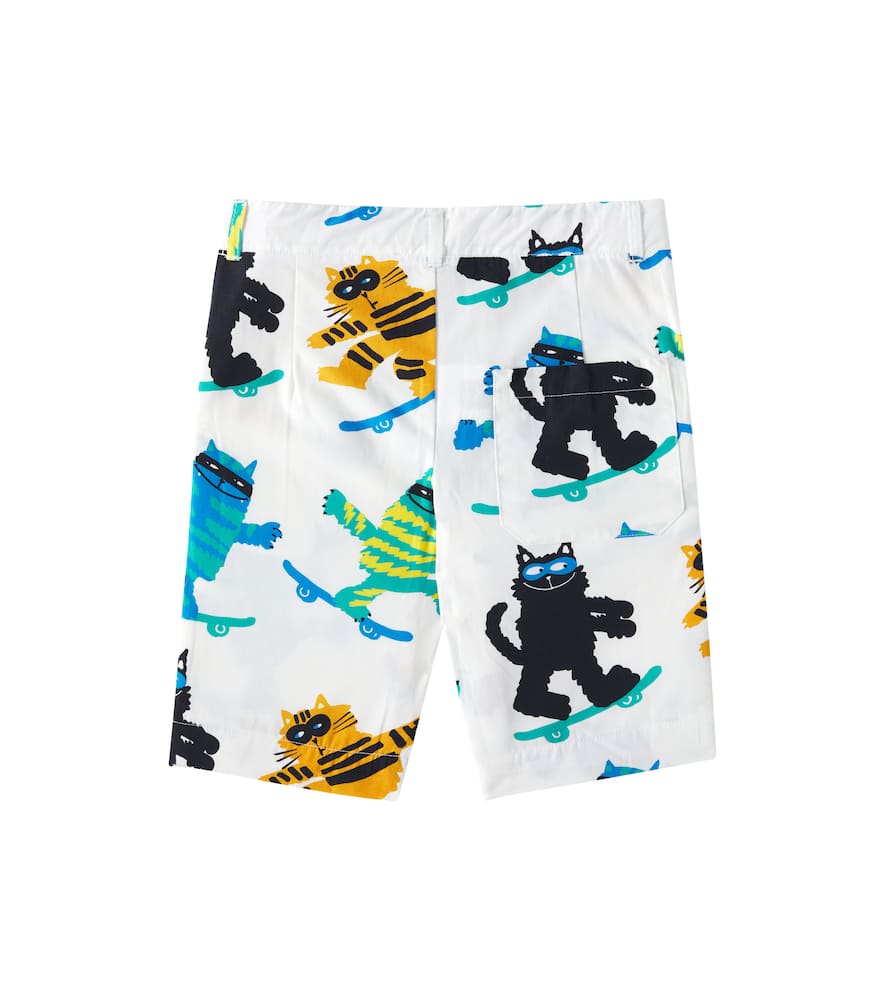 Stella Mccartney Printed Cotton Bermuda Shorts In Ivory/colourful