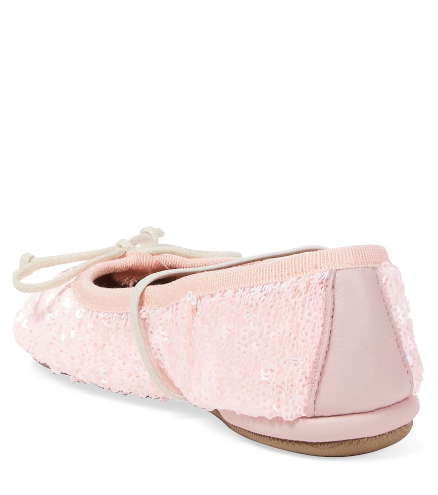 Pèpè Sequined Bow-detail Mary Jane Flats In Pink