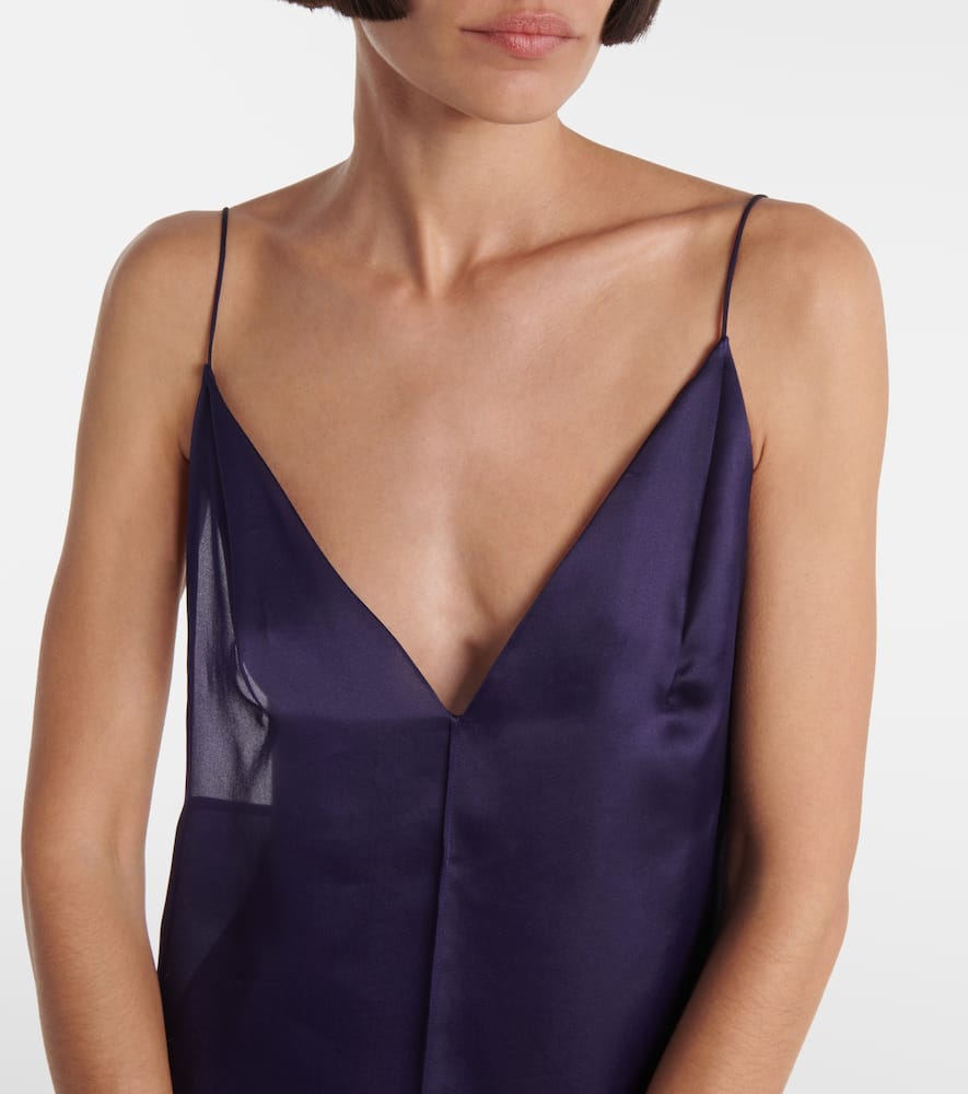 Khaite Tulula V-neck Silk Slipdress In Blue