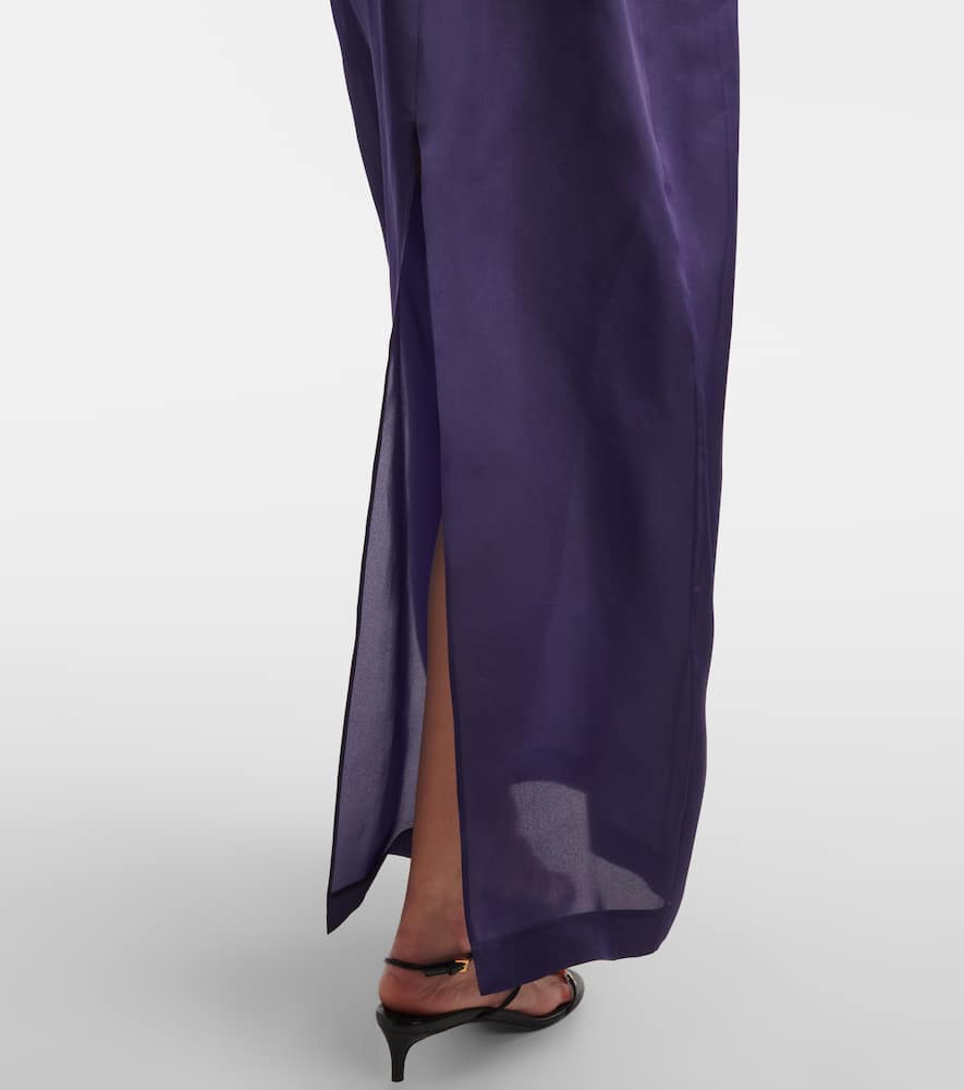 Khaite Tulula V-neck Silk Slipdress In Blue