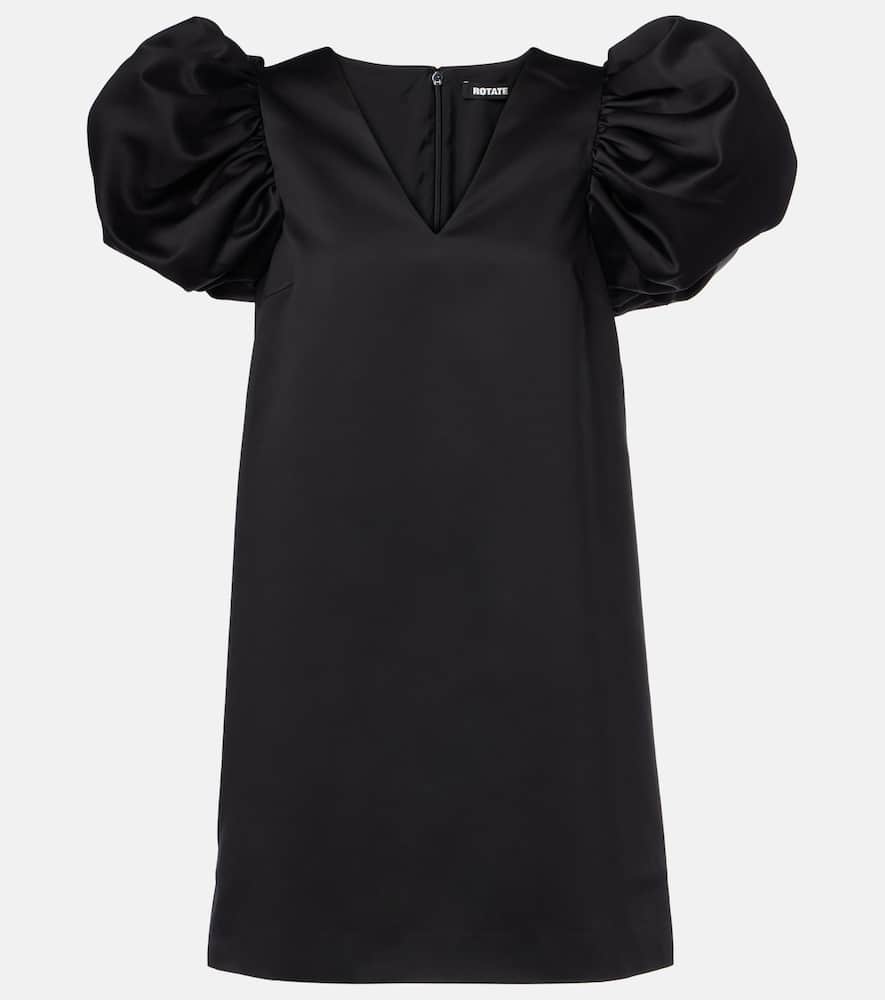 Puff-sleeve satin minidress