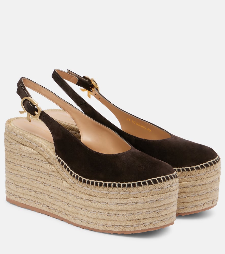 Suede slingback espadrille wedges