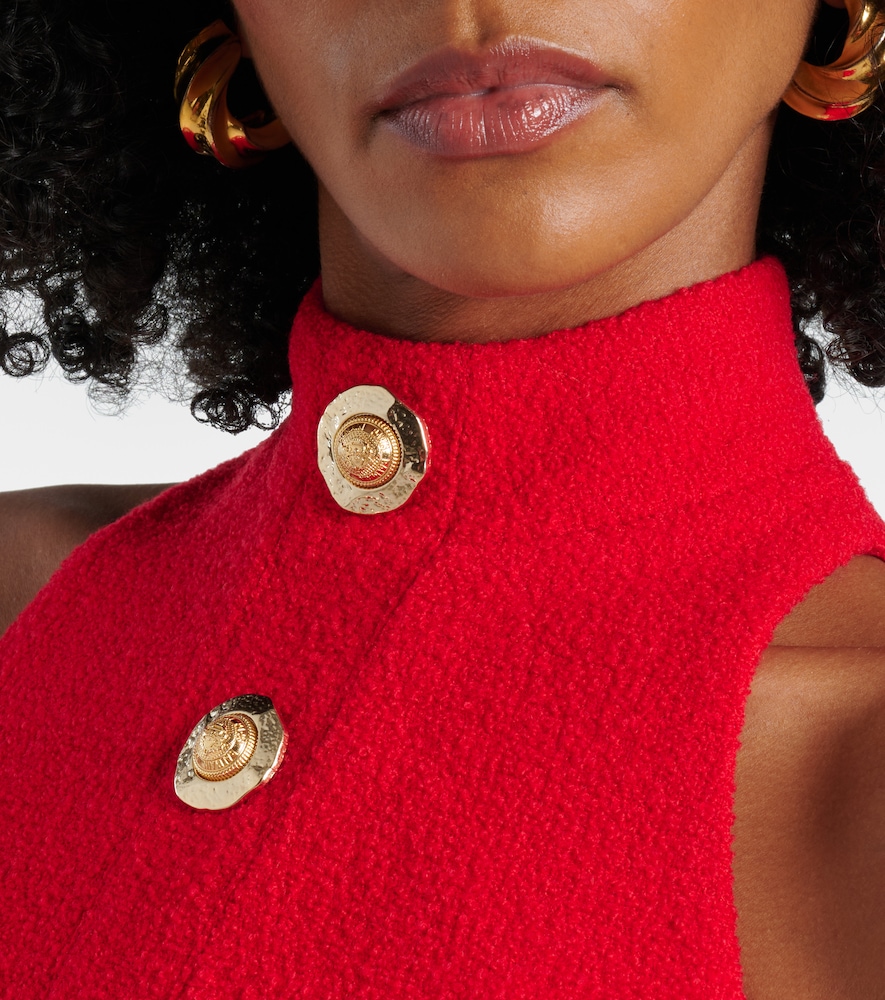 Halterneck Wool-Blend Crêpe Top