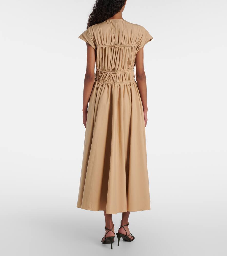 Tove Ceres Gathered Cotton Midi Dress In Nude