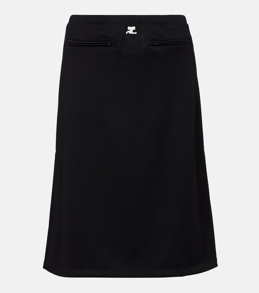 Courrèges Zipped Heritage Crepe Midi Skirt In Black