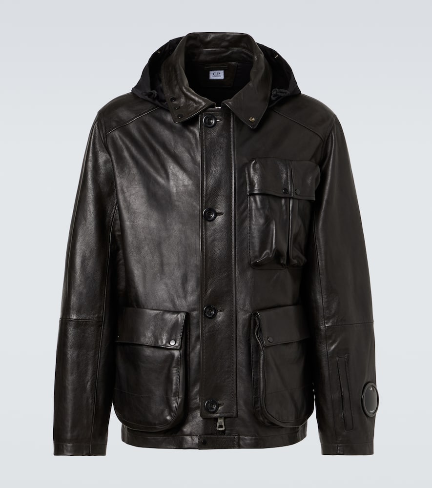 C.p. Company Mille Leather Jacket In Black