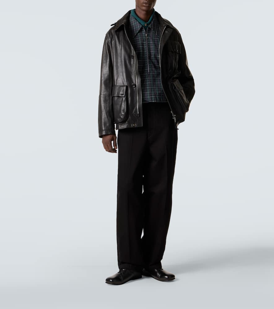 C.p. Company Mille Leather Jacket In Black