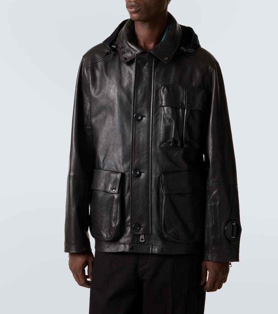 C.p. Company Mille Leather Jacket In Black