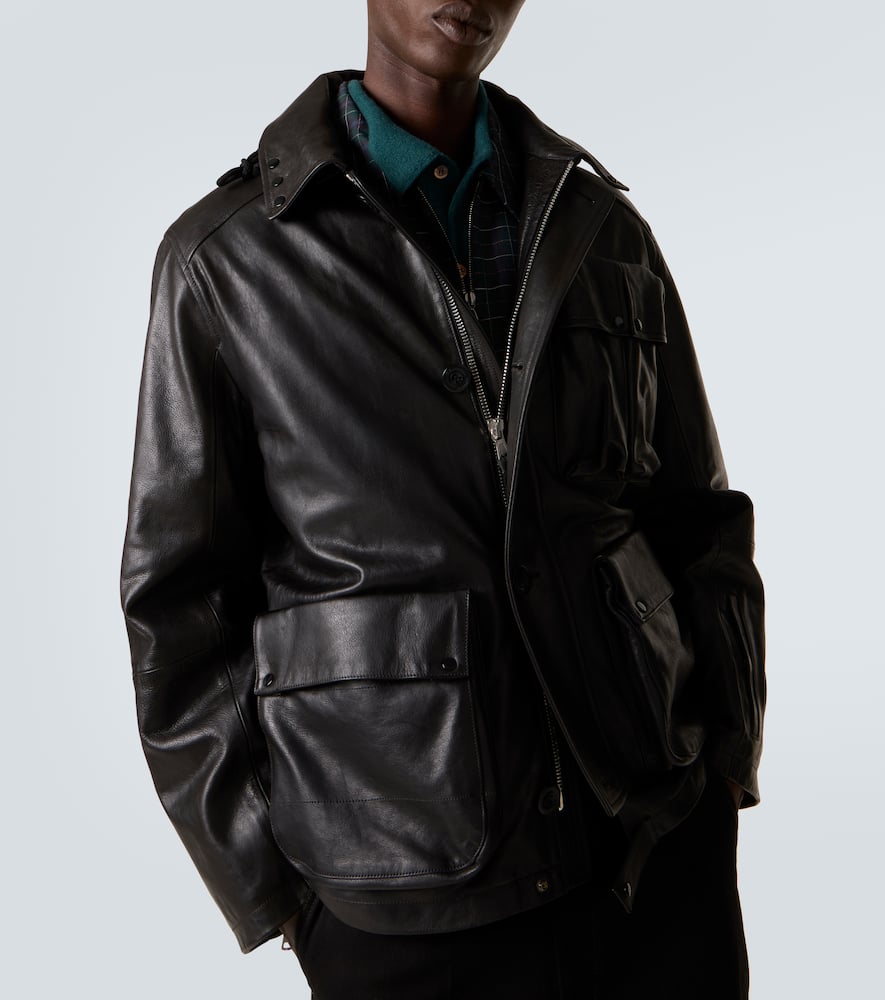 C.p. Company Mille Leather Jacket In Black