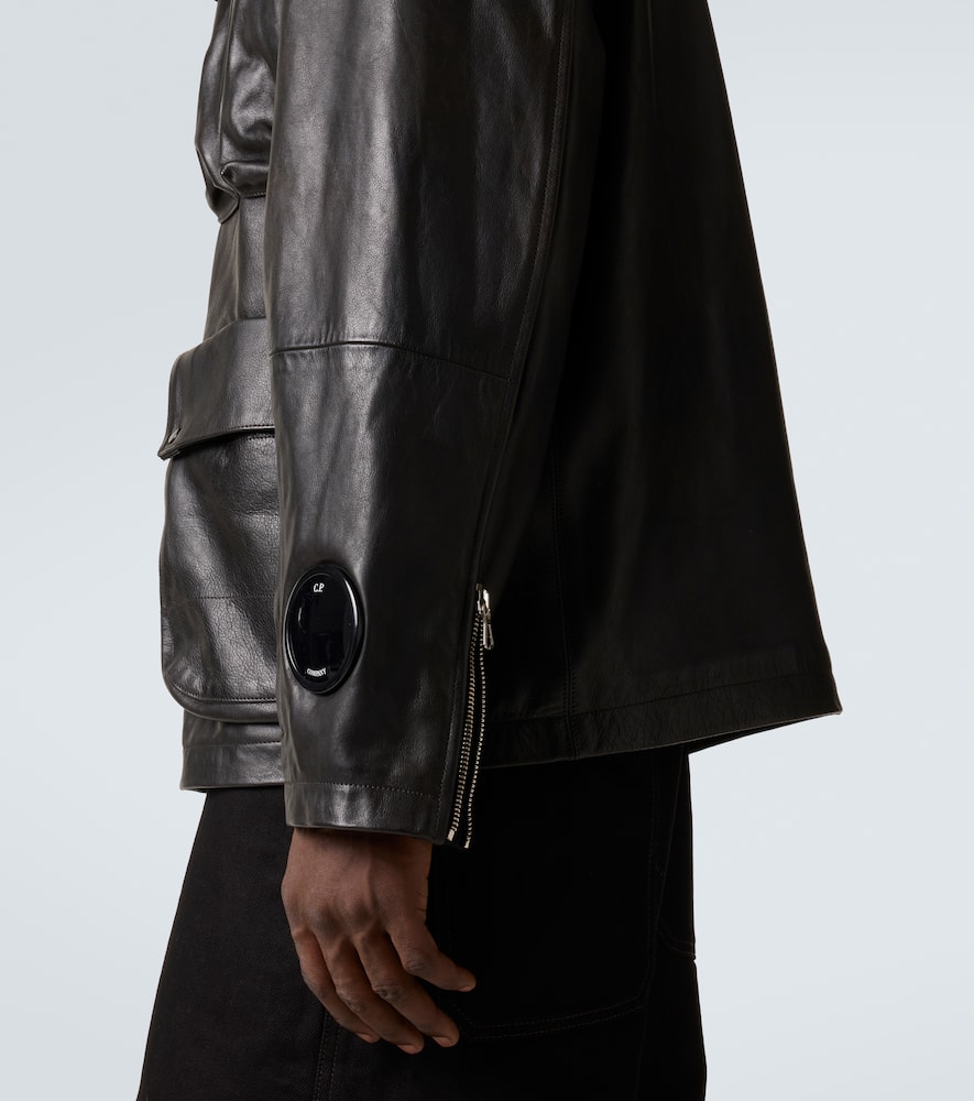 C.p. Company Mille Leather Jacket In Black