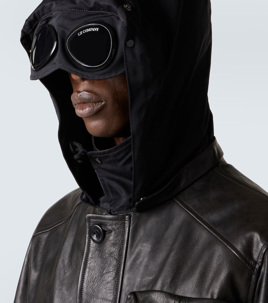 C.p. Company Mille Leather Jacket In Black
