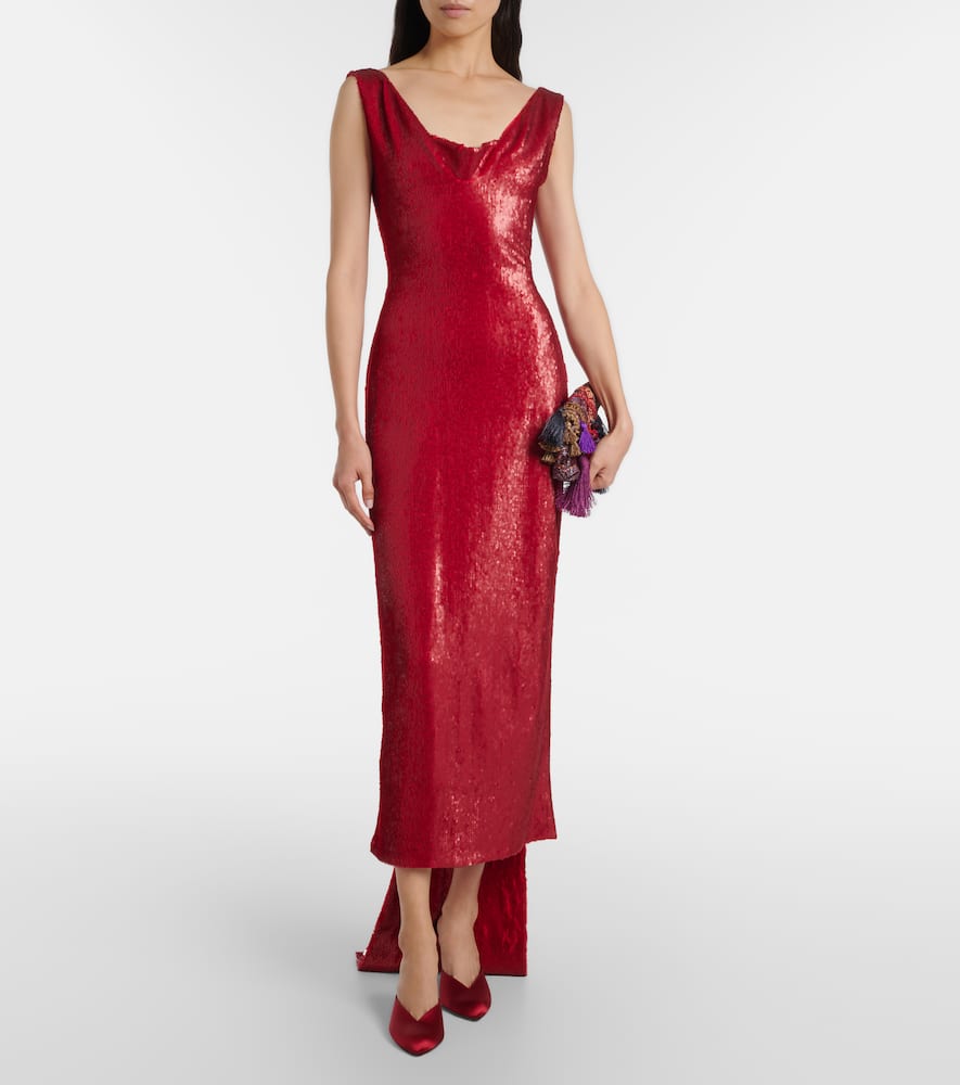 Emilia Wickstead Jacira Sequined Cocktail Dress In Red