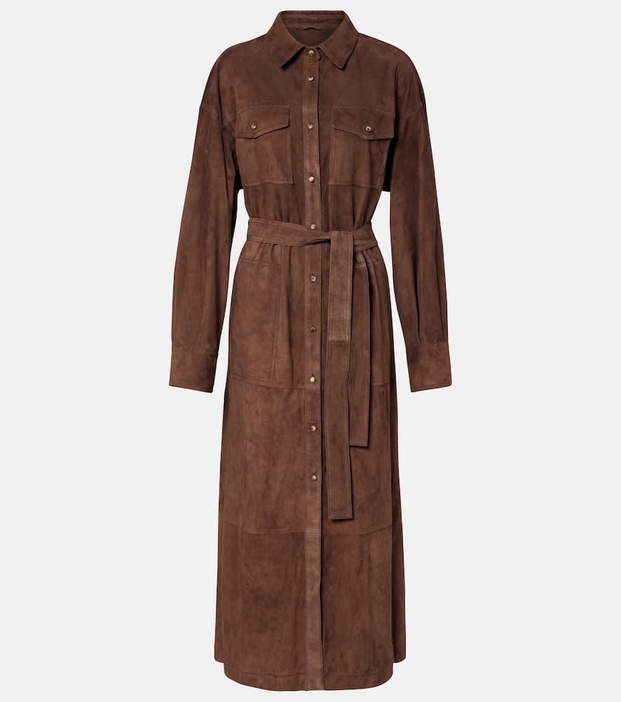 Brunello Cucinelli Women Suede Shirt Dress With Necklace In Multi