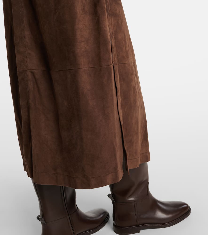 Brunello Cucinelli Women Suede Shirt Dress With Necklace In Multi