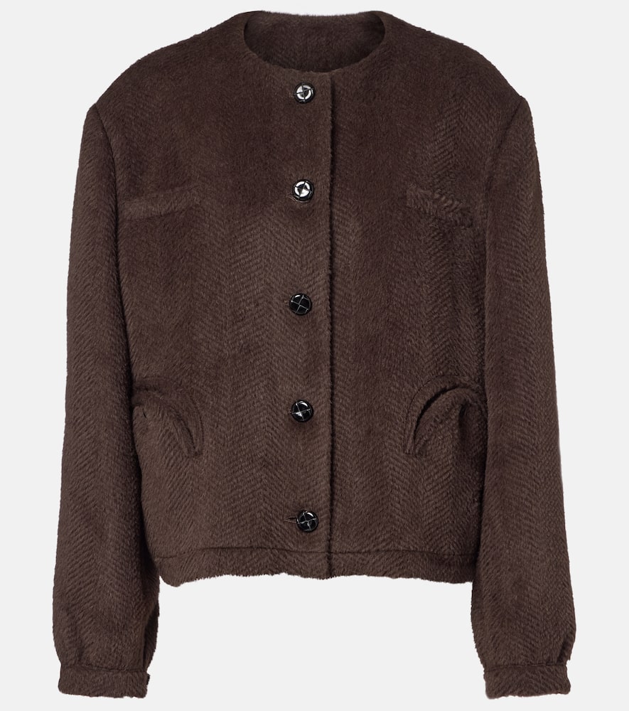 Blazé Milano Gliss Chevron Alpaca And Wool Jacket In Brown