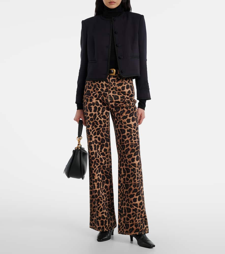 Veronica Beard Latrell Cropped Embroidered Jacket In Blue