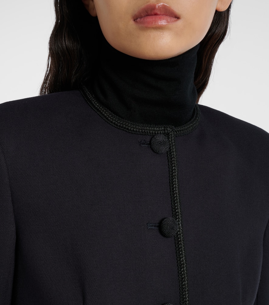 Veronica Beard Latrell Cropped Embroidered Jacket In Blue