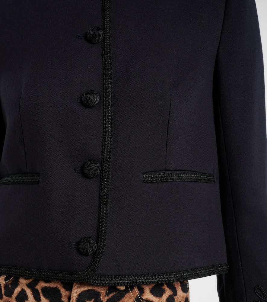 Veronica Beard Latrell Cropped Embroidered Jacket In Blue