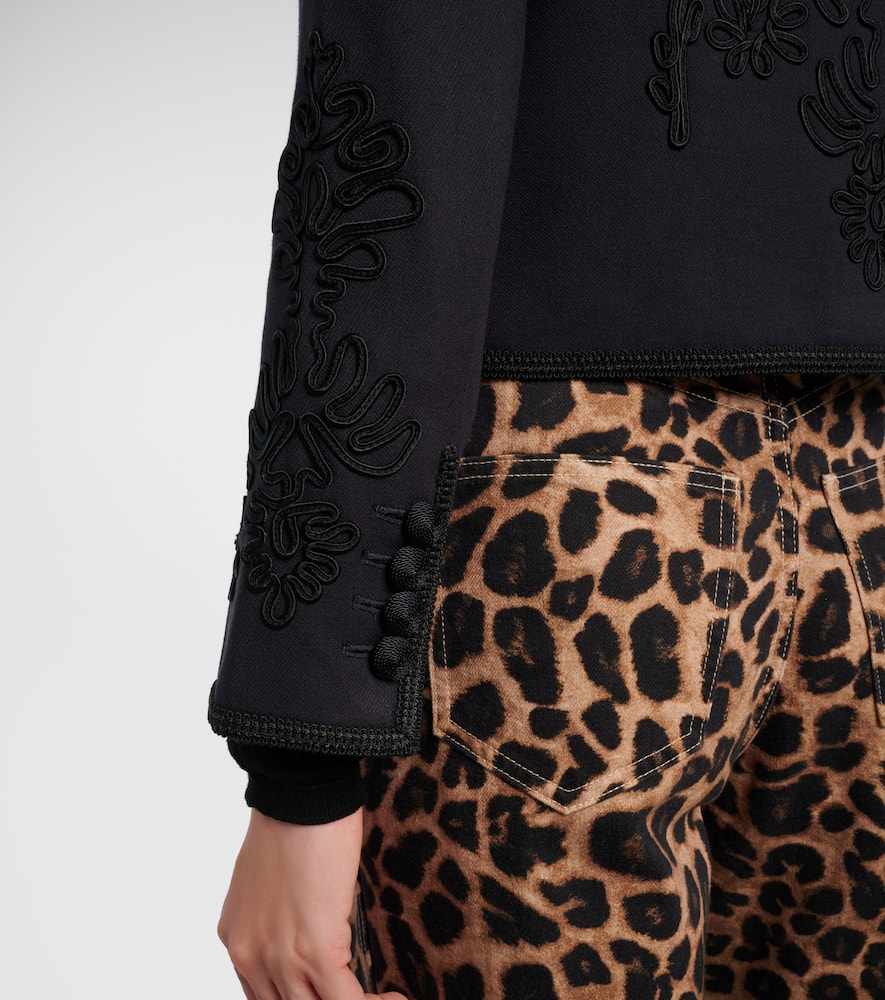 Veronica Beard Latrell Cropped Embroidered Jacket In Blue