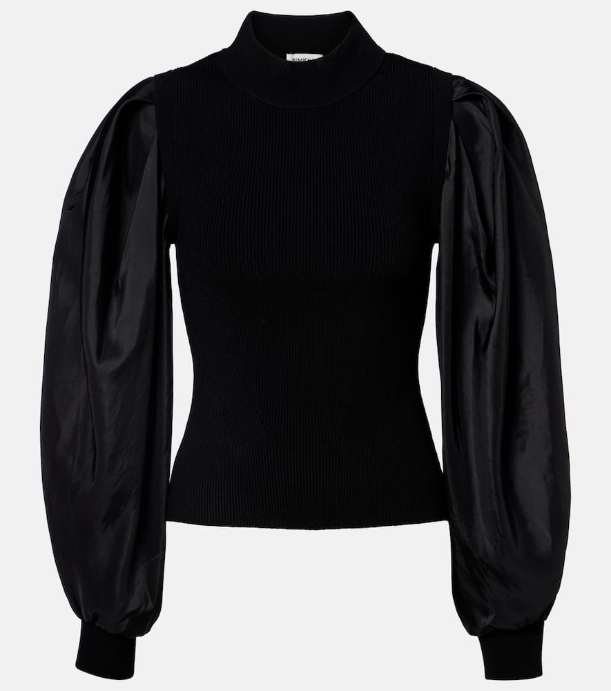 Simkhai Jackie Taffeta-trimmed Knitted Top In Black