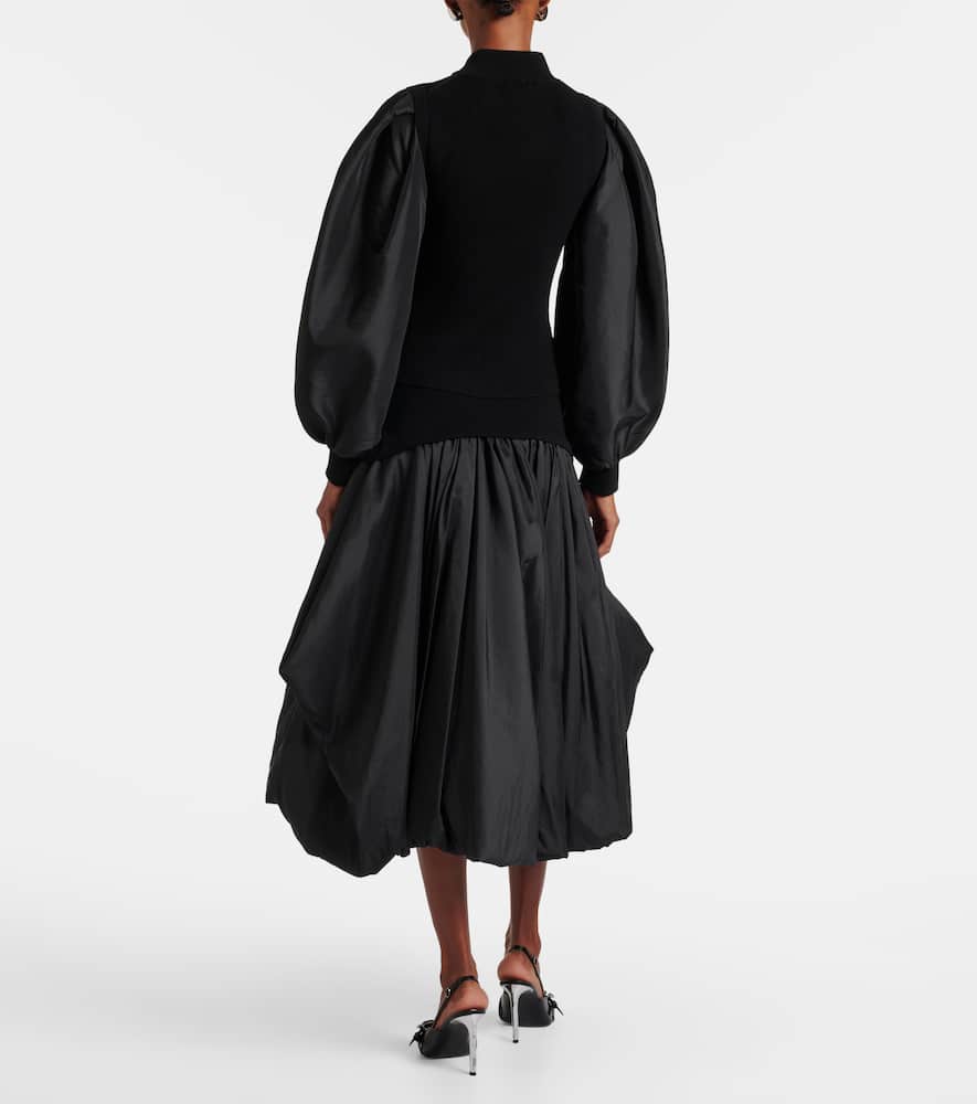 Simkhai Jackie Taffeta-trimmed Knitted Top In Black