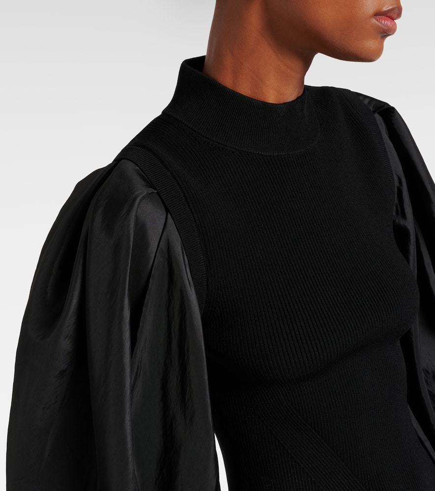 Simkhai Jackie Taffeta-trimmed Knitted Top In Black