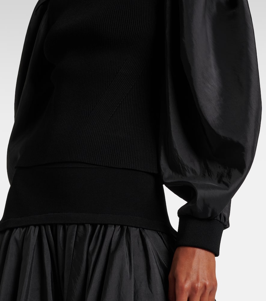 Simkhai Jackie Taffeta-trimmed Knitted Top In Black