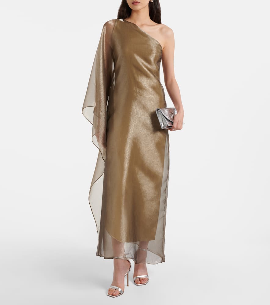 Taller Marmo Betsy One-shoulder Fil Coupé Maxi Dress In Nude