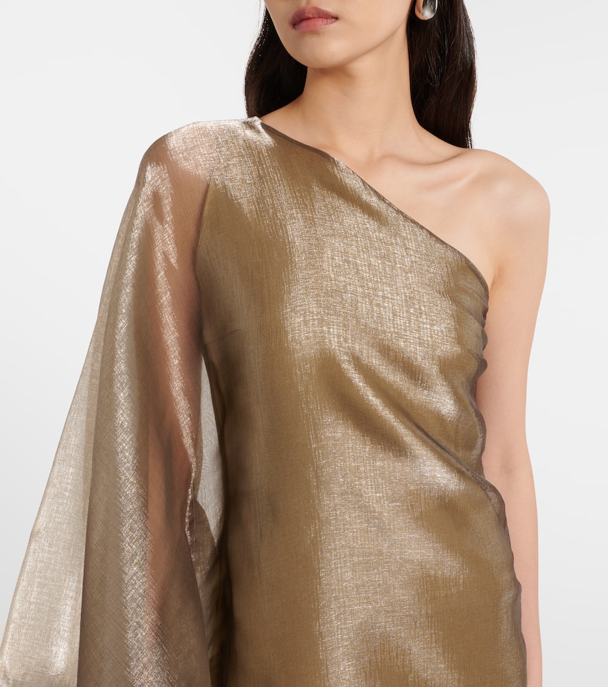 Taller Marmo Betsy One-shoulder Fil Coupé Maxi Dress In Nude