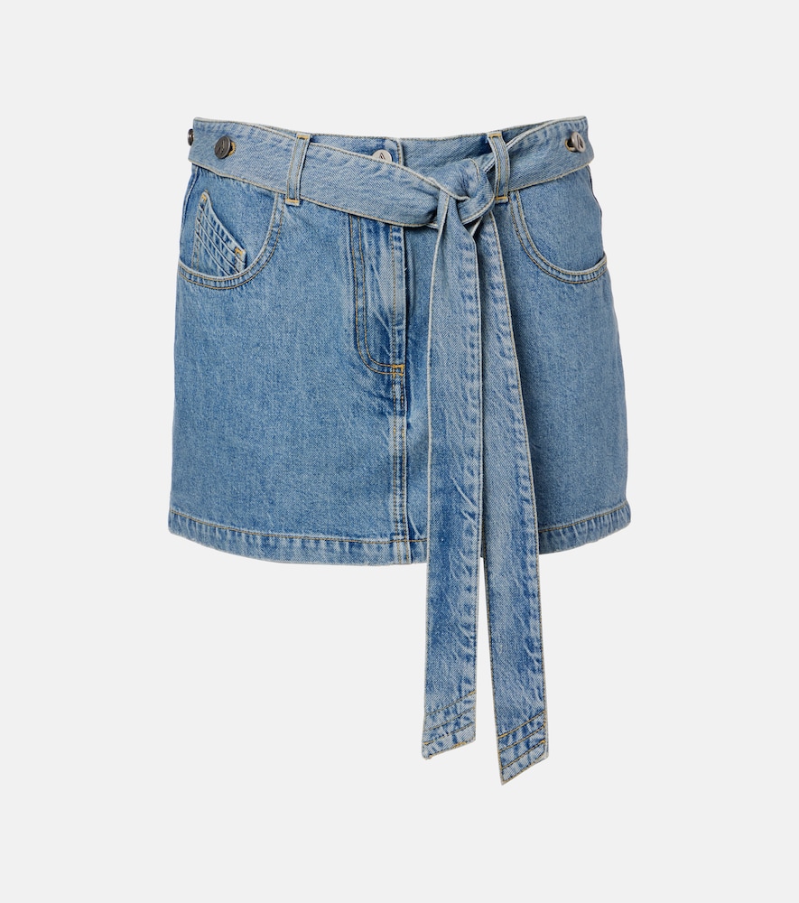 The Attico Belted denim miniskirt