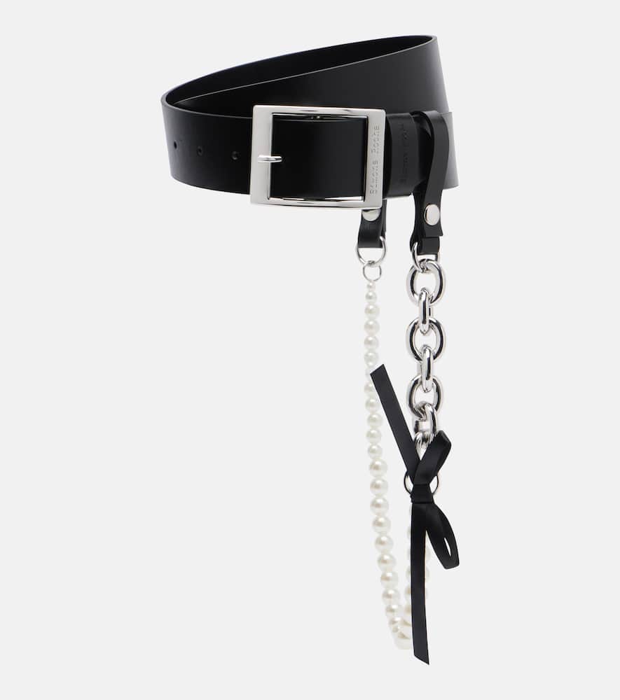 Simone Rocha Embellished Leather Belt In Black