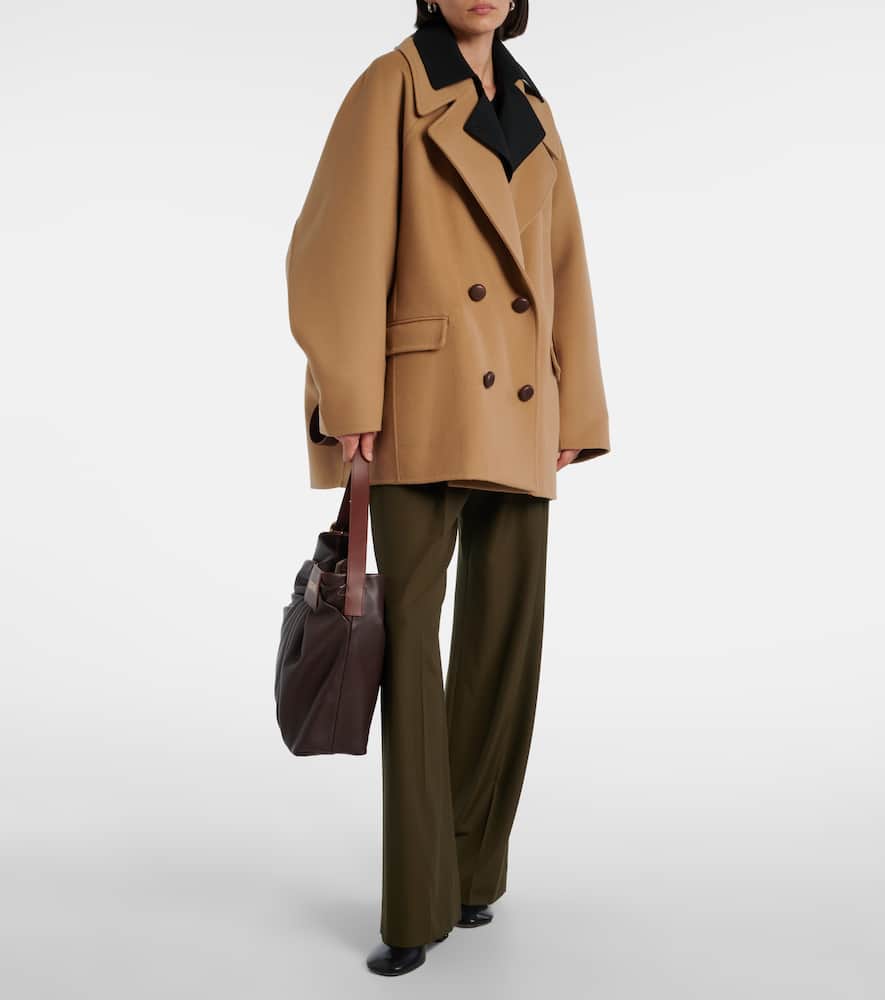 Loewe Oversized Wool Peacoat In Brown