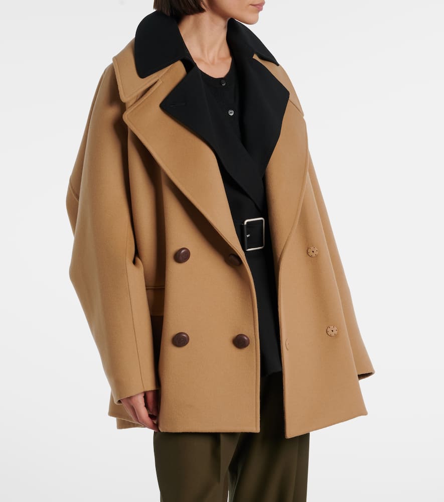 Loewe Oversized Wool Peacoat In Brown