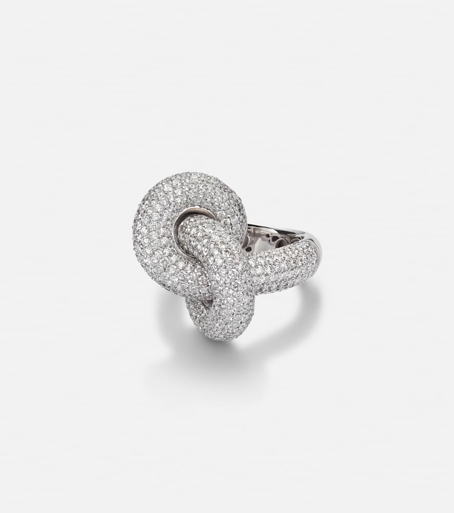 Engelbert Legacy Knot Big 18kt White Gold Ring With Diamonds In Metallic