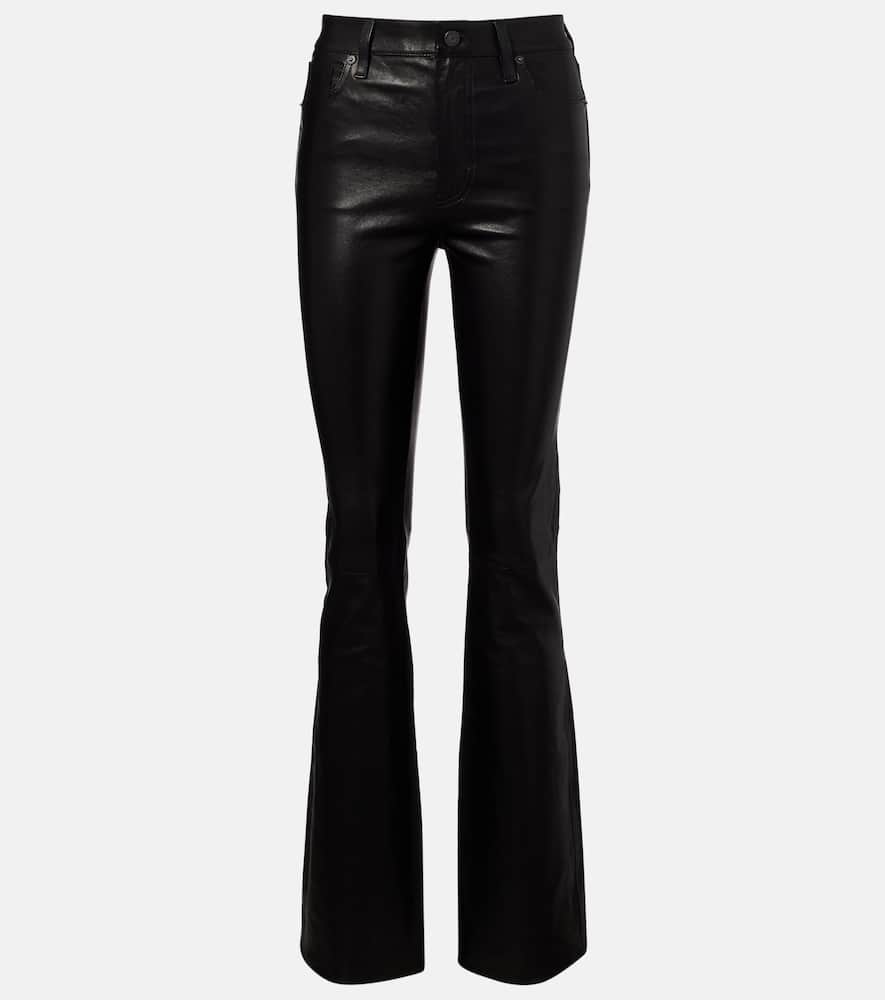 Frame Reboot Leather Flared Pants In Black